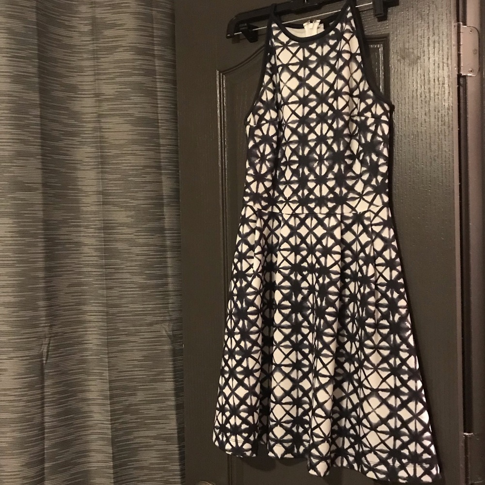 Navy/Indigo Shibori Style Printed Dress